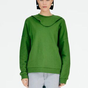 Tibi Cutout Dicky Neck Sweatshirt - Green - XS